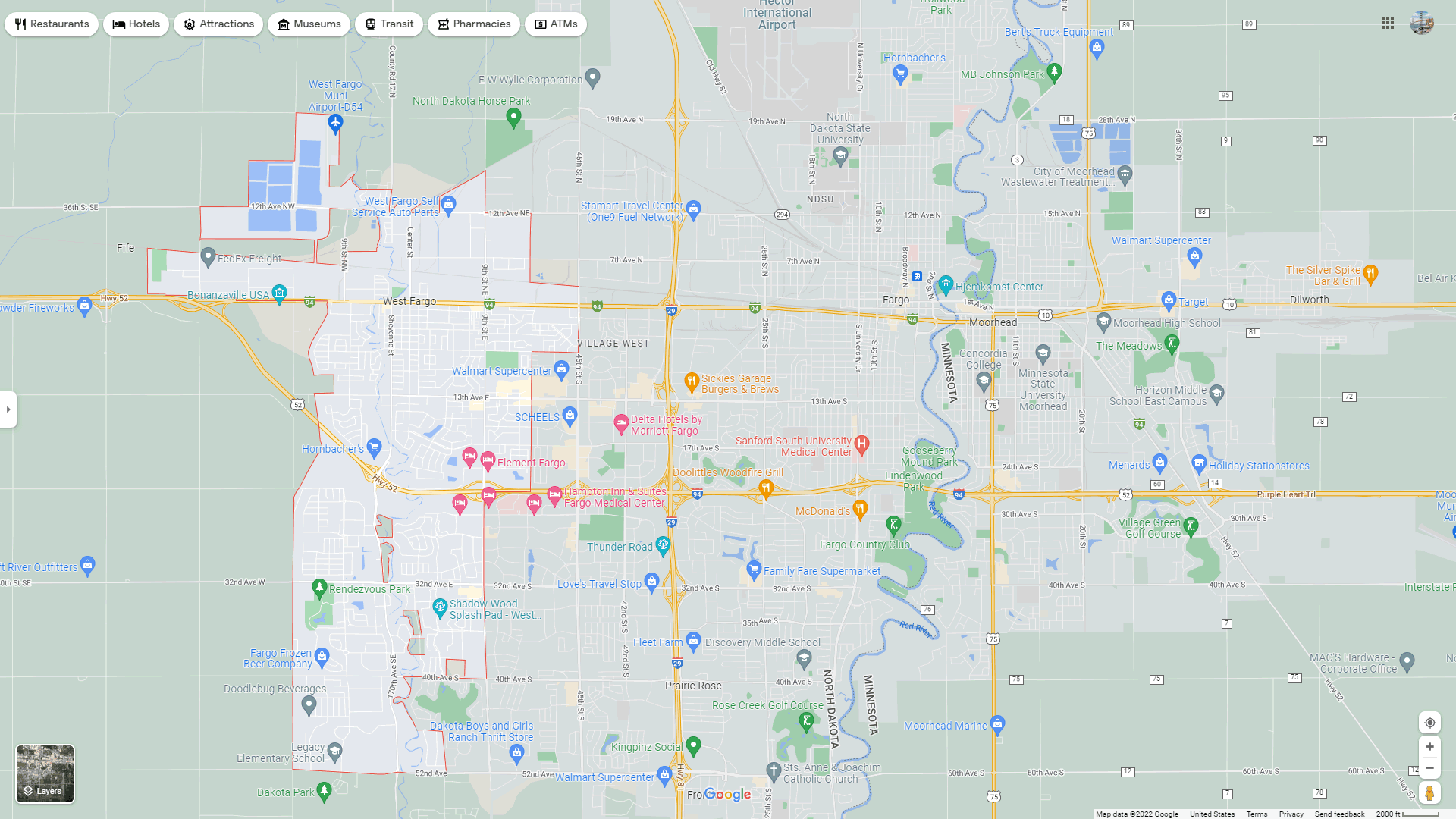 West Fargo map